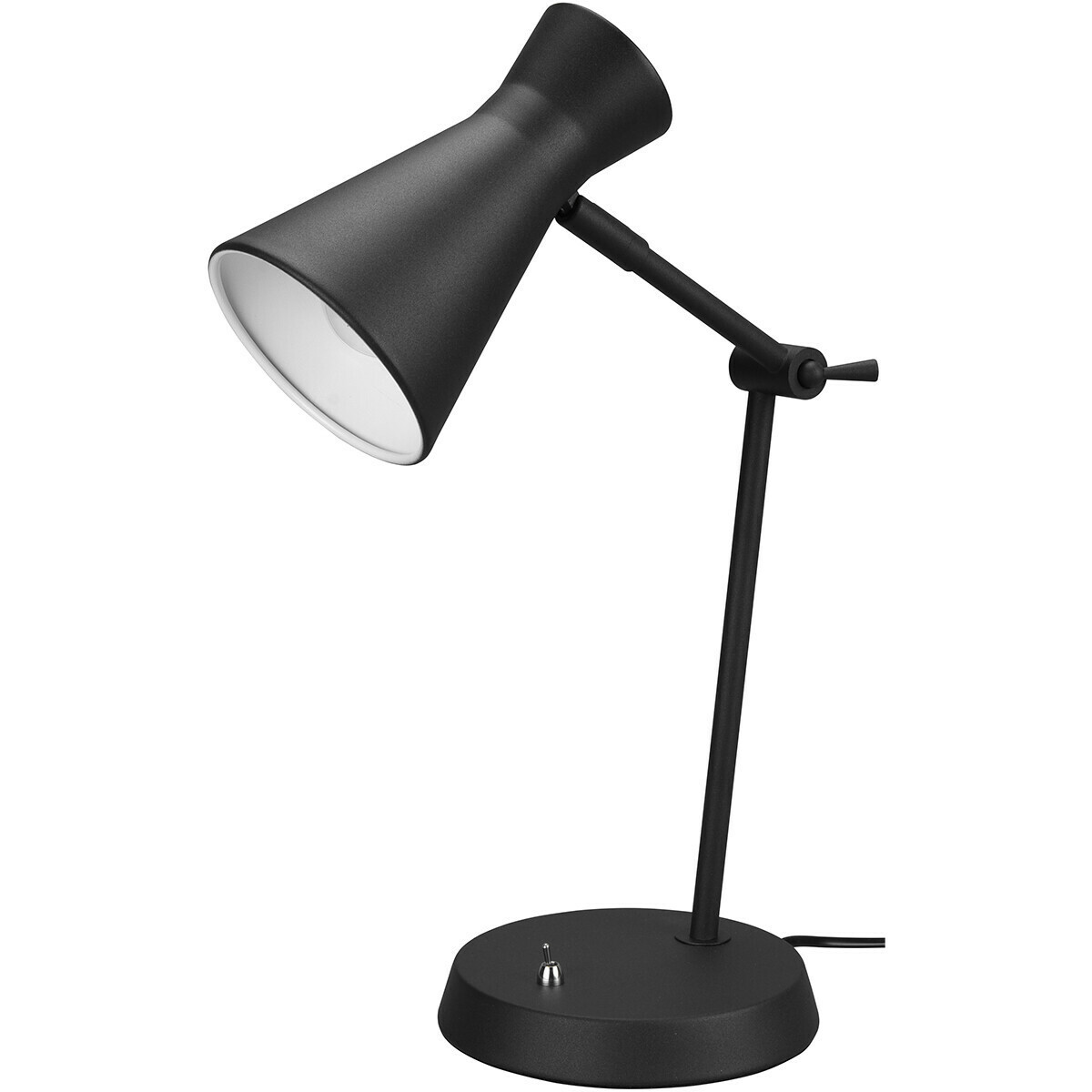 LED Bureaulamp - Tafelverlichting - Trion Ewomi - E27 Fitting - Rond - Mat  Zwart - Aluminium